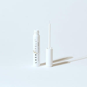 LashSpell lash enhancing serum bottle opened and standing up right